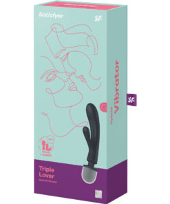 SATISFYER – TRIPLE LOVER MASAJEADOR VIBRADOR RABBIT GRIS - intimamenities.com
