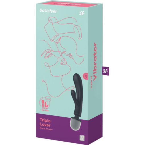 SATISFYER – TRIPLE LOVER MASAJEADOR VIBRADOR RABBIT GRIS - intimamenities.com