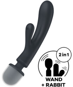 SATISFYER – TRIPLE LOVER MASAJEADOR VIBRADOR RABBIT GRIS - intimamenities.com