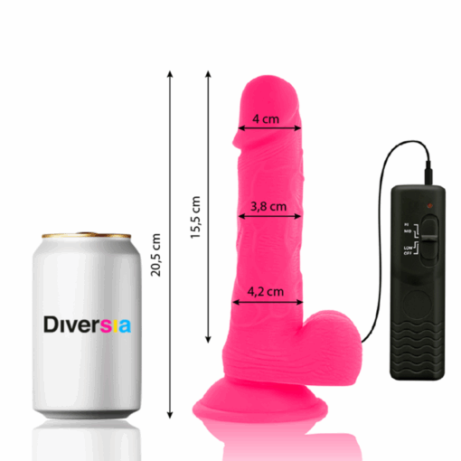 DIVERSIA - DILDO REALÍSTICO FLEXIBLE CON VIBRACIÓN ROSA 20.5 CM -O- 4.2 CM - Imagen 2
