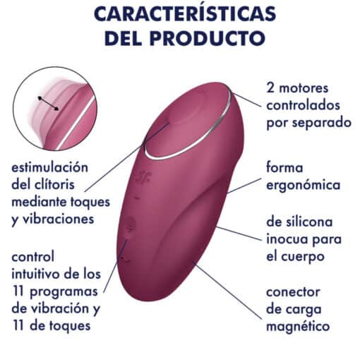 SATISFYER – TAP & CLIMAX 1 VIBRADOR LAY-ON ROJO - intimamenities.com