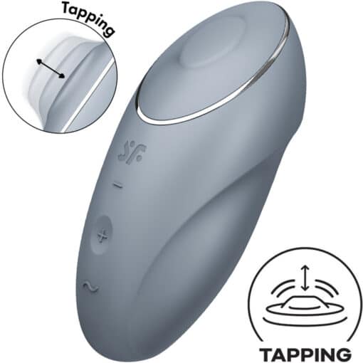 SATISFYER – TAP & CLIMAX 1 VIBRADOR LAY-ON GRIS - intimamenities.com