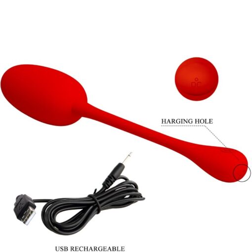 PRETTY LOVE – KNUCKER HUEVO VIBRADOR RECARGABLE ROJO - intimamenities.com