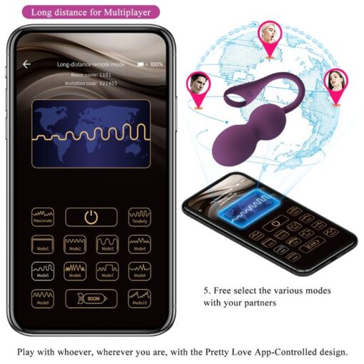 PRETTY LOVE – ELVIRA KEGEL BALLS APP CONTROL REMOTO MORADO - intimamenities.com