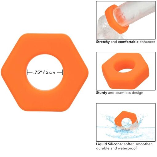 CALEXOTICS - ALPHA ANILLO PROLONG SEXGONO NARANJA - Imagen 7