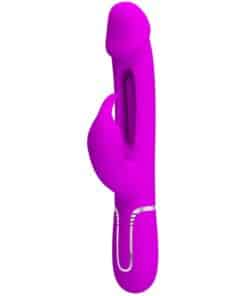 PRETTY LOVE – KAMPAS VIBRADOR RABBIT 3 EN 1 MULTIFUNCIÓN CON LENGUA FUCSIA - intimamenities.com
