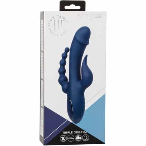 CALEXOTICS – VIBRADOR TRIPLE ORGASM AZUL - intimamenities.com