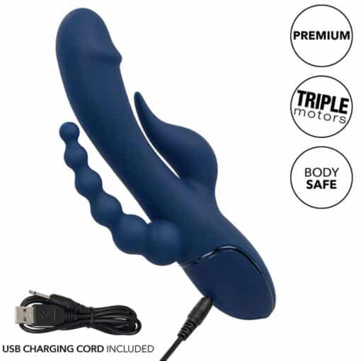 CALEXOTICS – VIBRADOR TRIPLE ORGASM AZUL - intimamenities.com