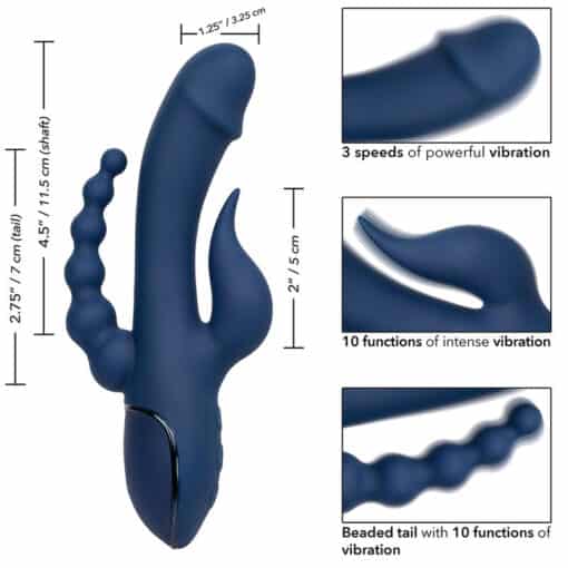 CALEXOTICS – VIBRADOR TRIPLE ORGASM AZUL - intimamenities.com