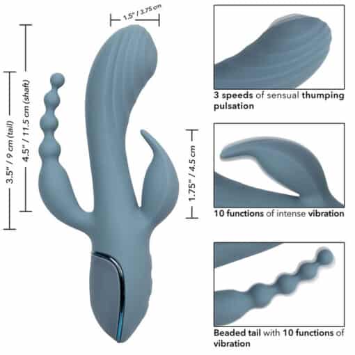 CALEXOTICS – VIBRADOR TRIPLE ÉXTASIS GRIS - intimamenities.com