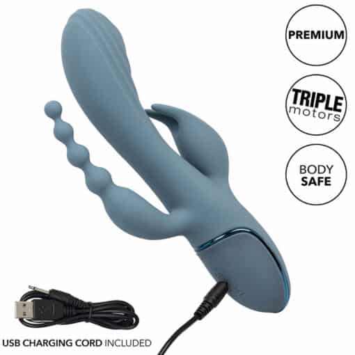 CALEXOTICS – VIBRADOR TRIPLE ÉXTASIS GRIS - intimamenities.com
