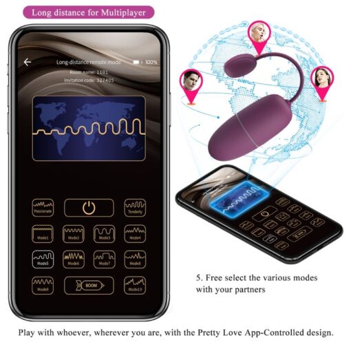 PRETTY LOVE – NYMPH HUEVO VIBRADOR CONTROLADO POR APP LILA - intimamenities.com