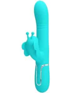 PRETTY LOVE – VIBRADOR RABBIT MULTIFUNCIÓN 4 EN 1 MARIPOSA VERDE AGUA - intimamenities.com