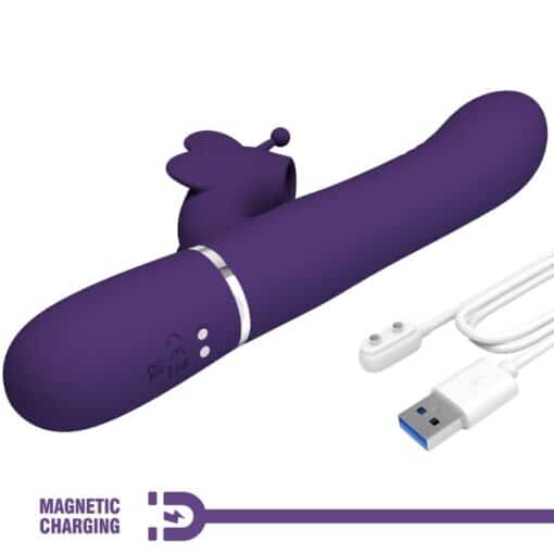 PRETTY LOVE – VIBRADOR RABBIT MULTIFUNCIÓN 4 EN 1 MARIPOSA MORADO - intimamenities.com