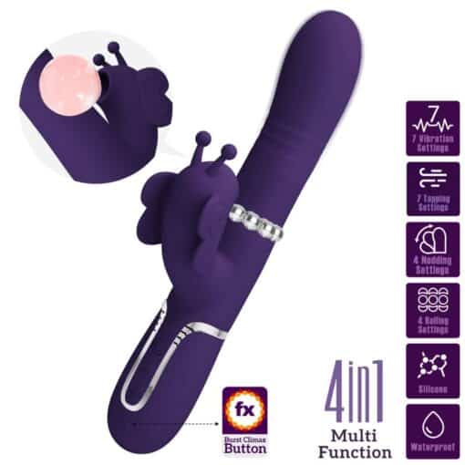 PRETTY LOVE – VIBRADOR RABBIT MULTIFUNCIÓN 4 EN 1 MARIPOSA MORADO - intimamenities.com