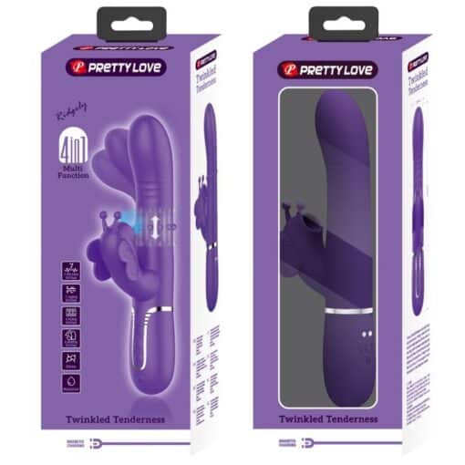 PRETTY LOVE – VIBRADOR RABBIT MULTIFUNCIÓN 4 EN 1 MARIPOSA MORADO - intimamenities.com