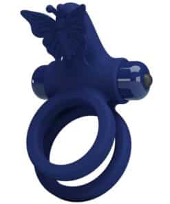 PRETTY LOVE – JAMELE DOBLE ANILLO CON VIBRACIÓN & ESTIMULADOR MARIPOSA AZUL - intimamenities.com