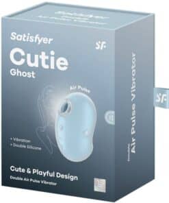 SATISFYER – CUTIE GHOST VIBRADOR LAY-ON AZUL CLARO - intimamenities.com
