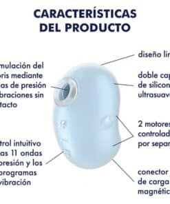 SATISFYER – CUTIE GHOST VIBRADOR LAY-ON AZUL CLARO - intimamenities.com