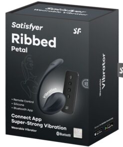 SATISFYER – RIBBED PETAL ESTIMULADOR PUNTO G CONTROL REMOTO NEGRO APP GRATUITA - intimamenities.com