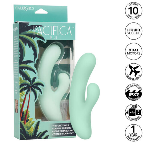 CALEXOTICS – PACIFICA FIJI VIBRADOR Y ESTIMULADOR PUNTO G 10 VIBRACIONES AQUA - intimamenities.com