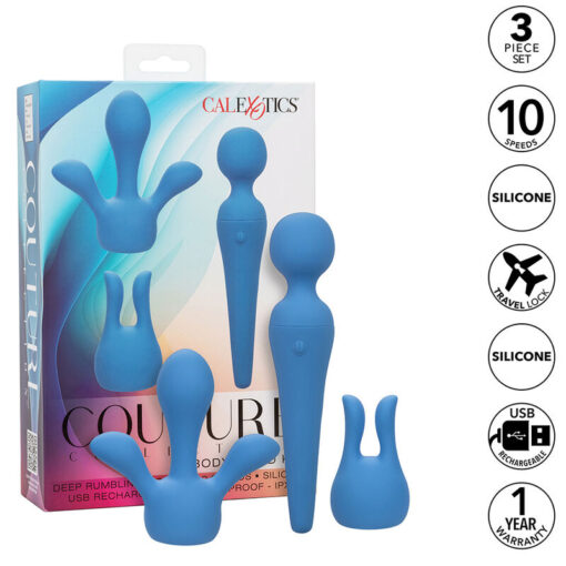 CALEXOTICS – COUTURE KIT VIBRADOR WAND 10 VIBRACIONES AZUL - intimamenities.com