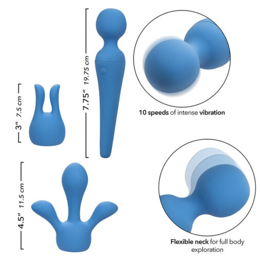 CALEXOTICS – COUTURE KIT VIBRADOR WAND 10 VIBRACIONES AZUL - intimamenities.com