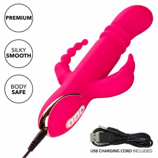 CALEXOTICS – JACK FANTASY TRIPLE VIBRADOR CALENTABLE RABBIT ROSA - intimamenities.com