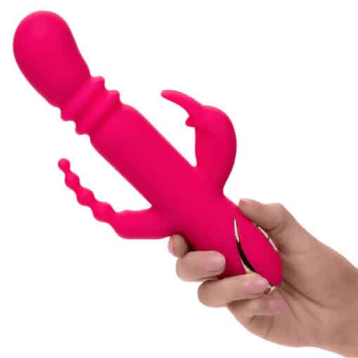 CALEXOTICS – JACK FANTASY TRIPLE VIBRADOR CALENTABLE RABBIT ROSA - intimamenities.com