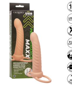 CALEXOTICS - MAXX DOBLE PENETRADOR ACANALADO 10 VIBRACIONES NATURAL