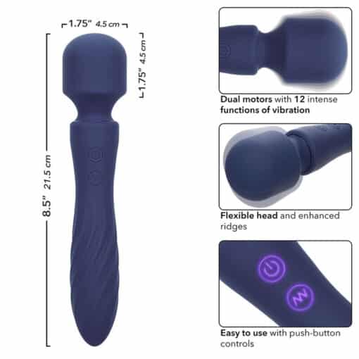 CALEXOTICS – CHARISMA MYSTIQUE MASAJEADOR DOBLE MOTOR 12 FUNCIONES 21,5 CM X 4,5 CM MORADO - intimamenities.com