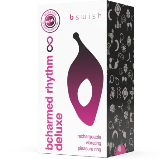 B SWISH – BCHARMED RHYTHM INFINITE DELUXE ANILLO PARA PENE 15 VIBRACIONES NEGRO - intimamenities.com