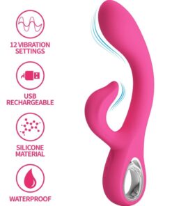 PRETTY LOVE – FRITZ VIBRADOR RABBIT 12 VIBRACIONES ROSA - intimamenities.com