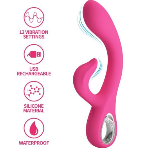 PRETTY LOVE – FRITZ VIBRADOR RABBIT 12 VIBRACIONES ROSA - intimamenities.com