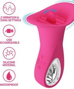 PRETTY LOVE – CLYDE VIBRADOR ORAL LENGUA VIBRADORA 12 VIBRACIONES ROSA - intimamenities.com