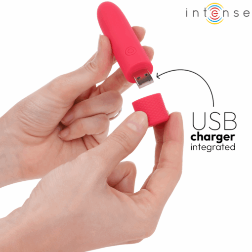 INTENSE – SYMONE BALA VIBRADORA RECARGABLE POR USB 8 VIBRACIONES ROJO 10 X 2.2 CM - intimamenities.com