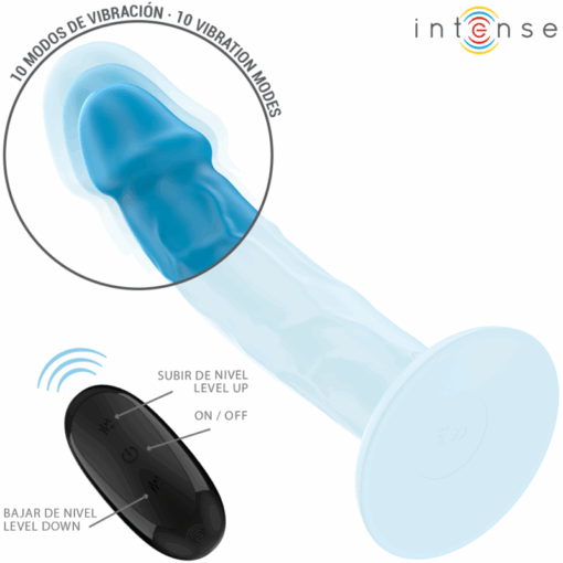 INTENSE – PHOEBE VIBRADOR REALÍSTICO 10 VIBRACIONES AZUL CONTROL REMOTO - intimamenities.com