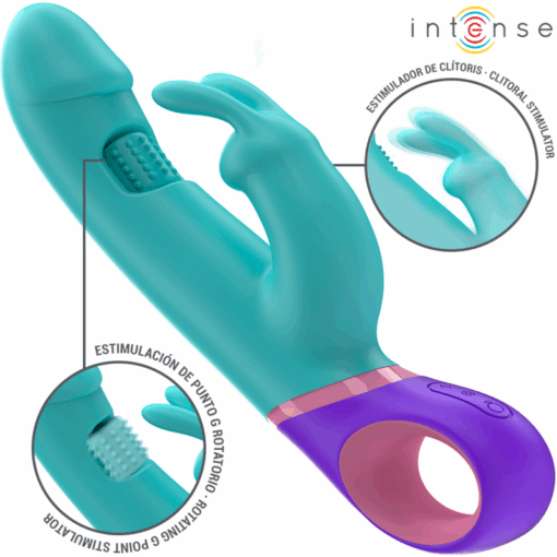 INTENSE – MÓNICA VIBRADOR RABBIT CON ESTIMULADOR ROTATORIO DEL PUNTO G AZUL - intimamenities.com
