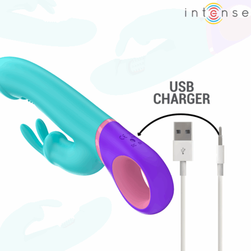 INTENSE – MÓNICA VIBRADOR RABBIT CON ESTIMULADOR ROTATORIO DEL PUNTO G AZUL - intimamenities.com