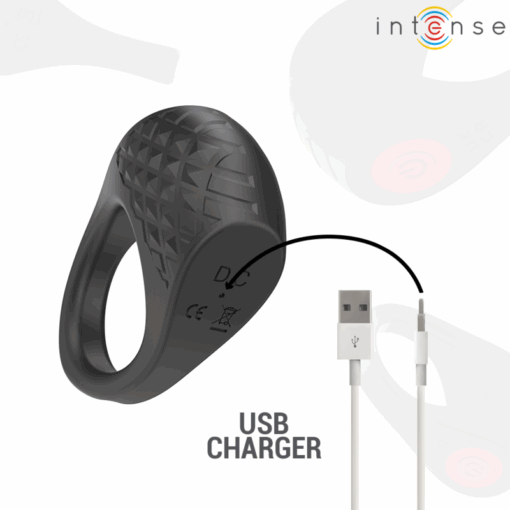 INTENSE – CLOVER ANILLO VIBRADOR PENE 10 VIBRACIONES NEGRO - intimamenities.com