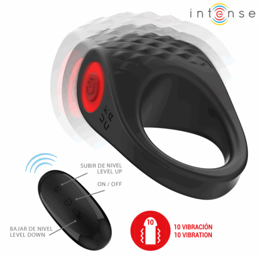 INTENSE – CLOVER ANILLO VIBRADOR PENE 10 VIBRACIONES NEGRO - intimamenities.com