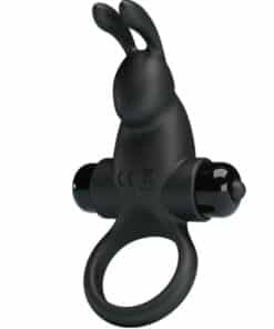 PRETTY LOVE – ANILLO VIBRADOR + ESTIMULADOR RABBIT CLÍTORIS 10 VIBRACIONES NEGRO - intimamenities.com