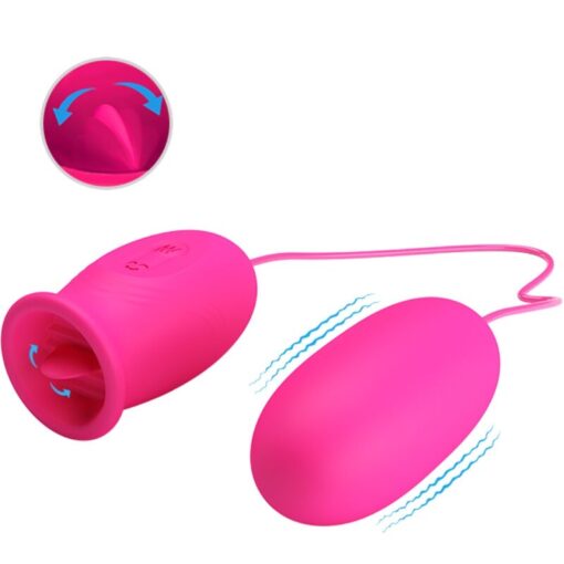 PRETTY LOVE – DAISY HUEVO VIBRADOR + LENGUA ESTIMULADORA DE CLÍTORIS ROSA - intimamenities.com