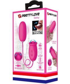 PRETTY LOVE – DAISY HUEVO VIBRADOR + LENGUA ESTIMULADORA DE CLÍTORIS ROSA - intimamenities.com