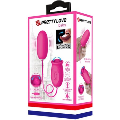 PRETTY LOVE – DAISY HUEVO VIBRADOR + LENGUA ESTIMULADORA DE CLÍTORIS ROSA - intimamenities.com