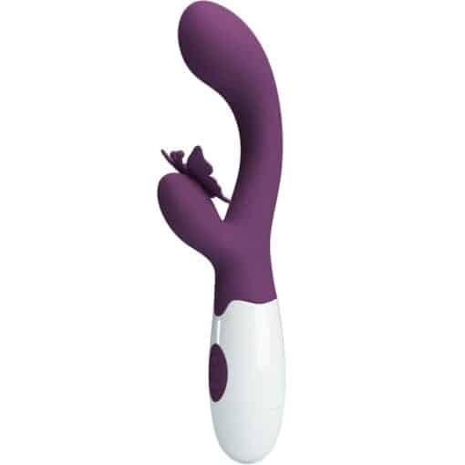 PRETTY LOVE – BUTTERFLY KISS VIBRADOR RABBIT & ESTIMULADOR PUNTO G MORADO - intimamenities.com