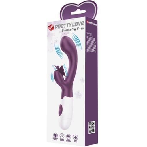 PRETTY LOVE – BUTTERFLY KISS VIBRADOR RABBIT & ESTIMULADOR PUNTO G MORADO - intimamenities.com