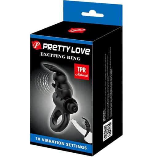 PRETTY LOVE – EXCITING RING ANILLO VIBRADOR RABBIT 10 VIBRACIONES NEGRO - intimamenities.com