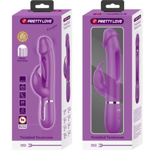 PRETTY LOVE – KAMPAS VIBRADOR RABBIT MULTIFUNCIÓN 3 EN 1 MORADO - intimamenities.com