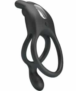 PRETTY LOVE – SETH DOBLE ANILLO VIBRADOR RABBIT 7 VIBRACIONES NEGRO - intimamenities.com